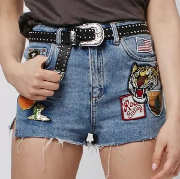 Topshop Denim - 🌈Top Shop Moto Badge  Denim Mom Shorts